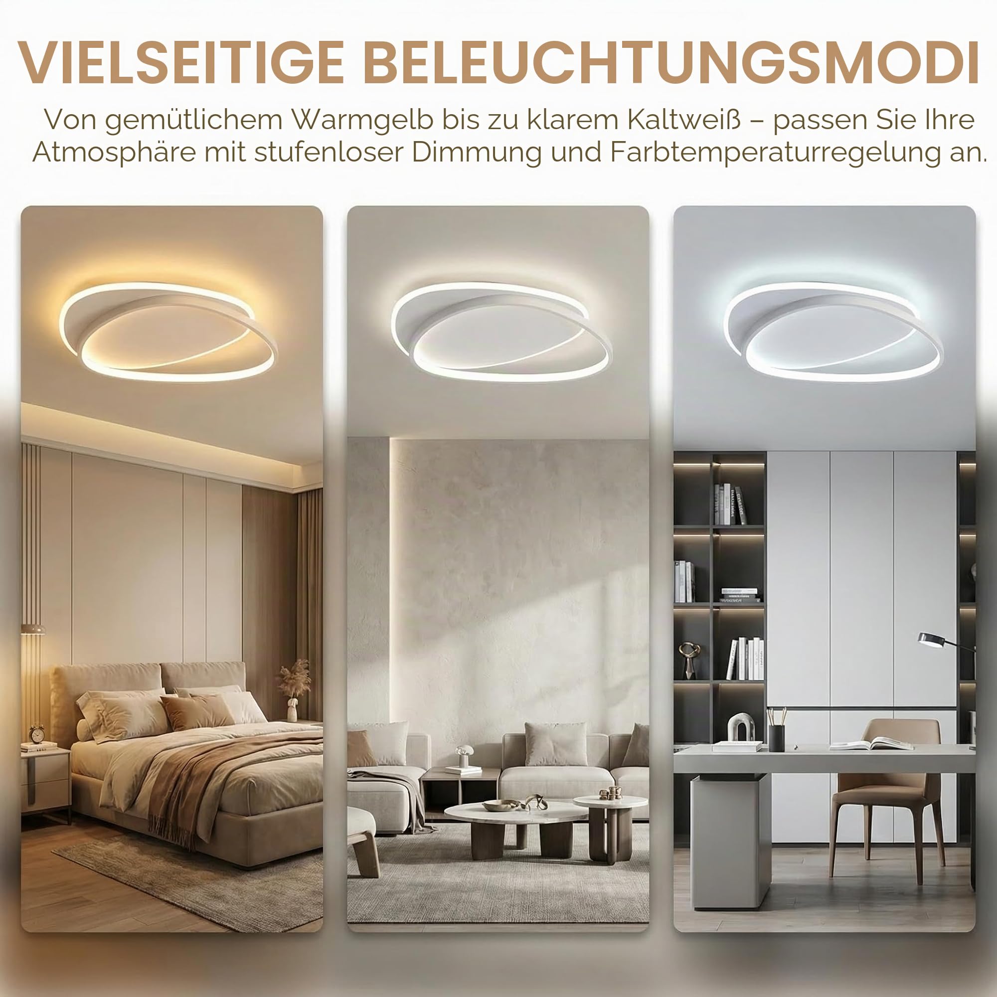 Deckenlampe Wohnzimmer,Deckenleuchte Schlafzimmer 50cm Dimmbar | LED lampe decke Für Schlafzimmer Wohnzimmer Esszimmer Büro,42W 3000K-6500K,Geometrische Minimalistische