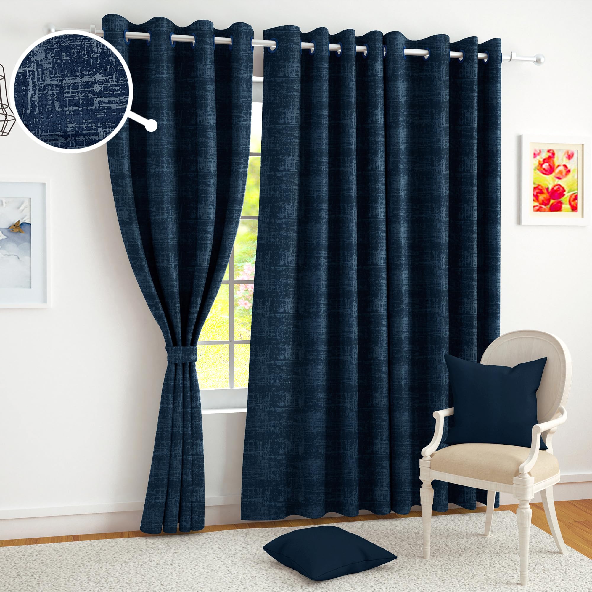 Story@Home Blackout Window Curtains 5 Feet Long Set of 1 | Abstract Printed | 95% Room Darkening Curtain | Thermal Insulated Curtain for Living Room | (118 X 152 Cm, Blue) | Perfect for Home Decor