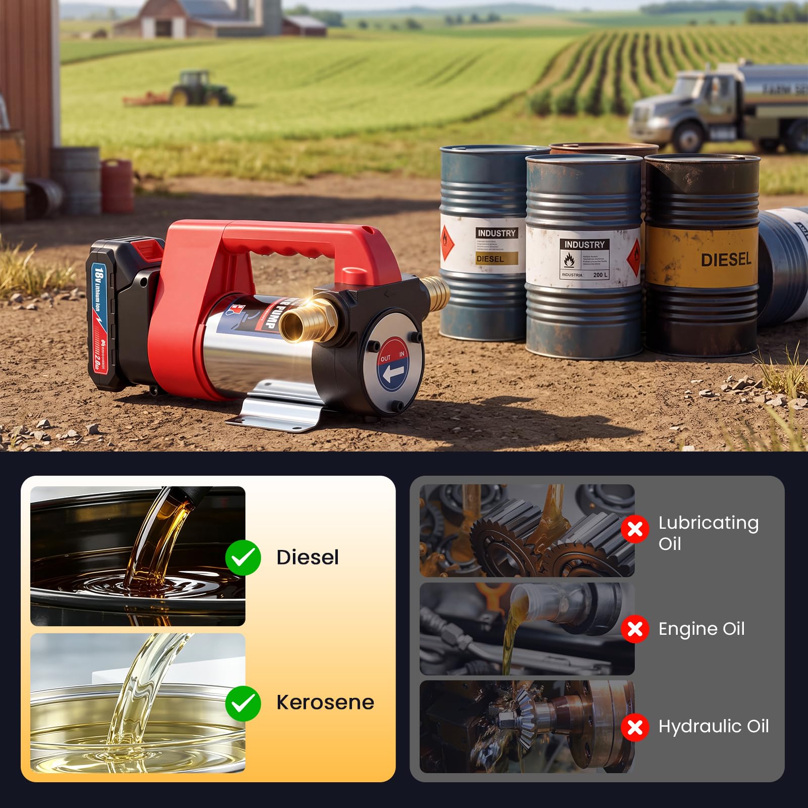 Mxmoonant Pompe de transfert diesel électrique sans fil LT-05
