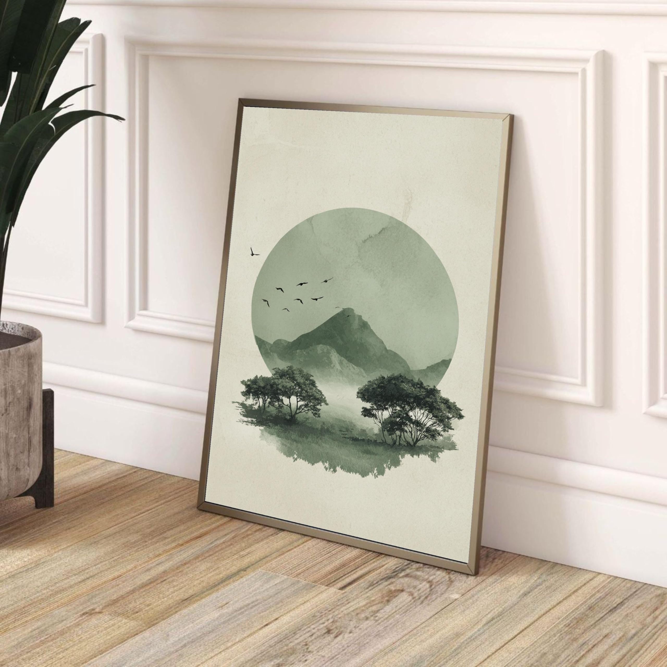 Toile montagne sérénité décoration murale nature verte - 8