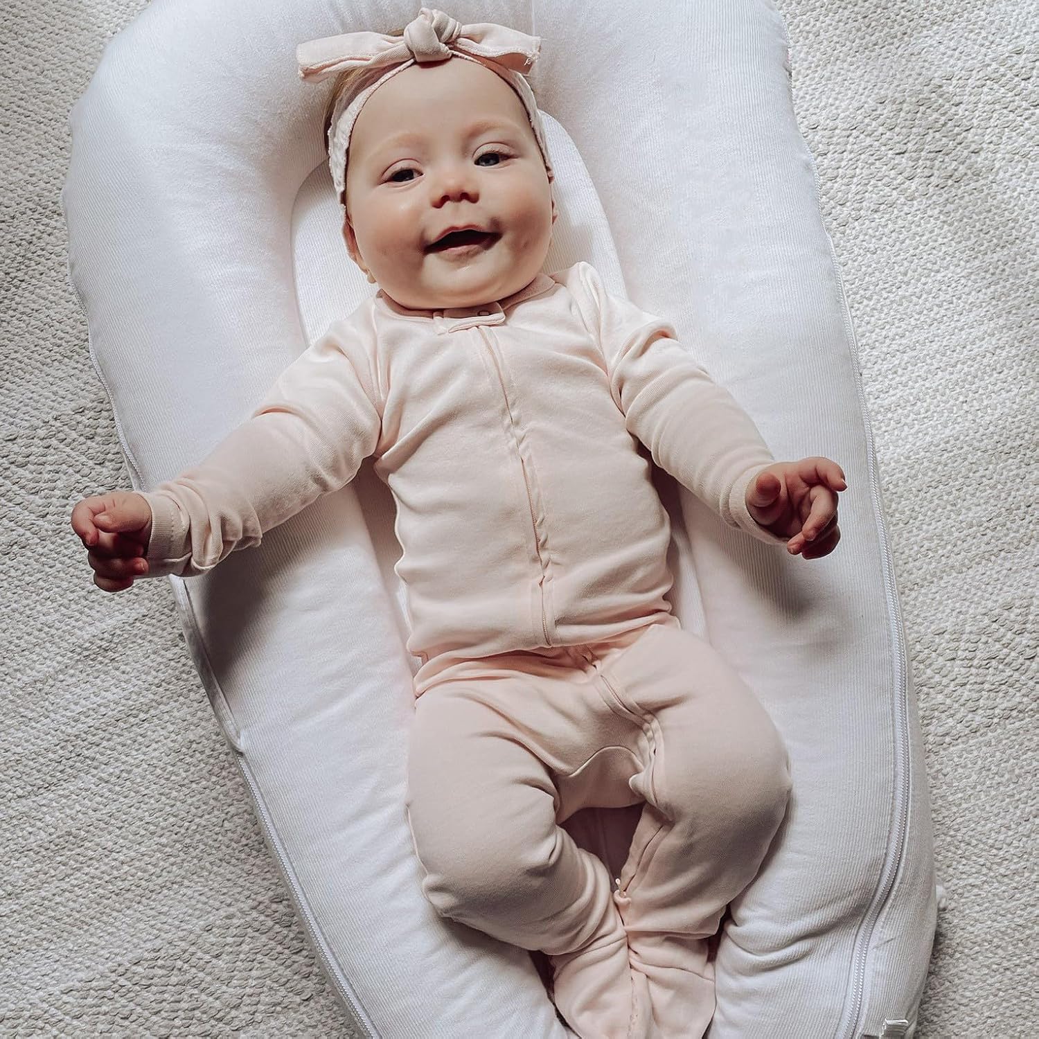 Organic 2-Way Zipper Footie in Blush