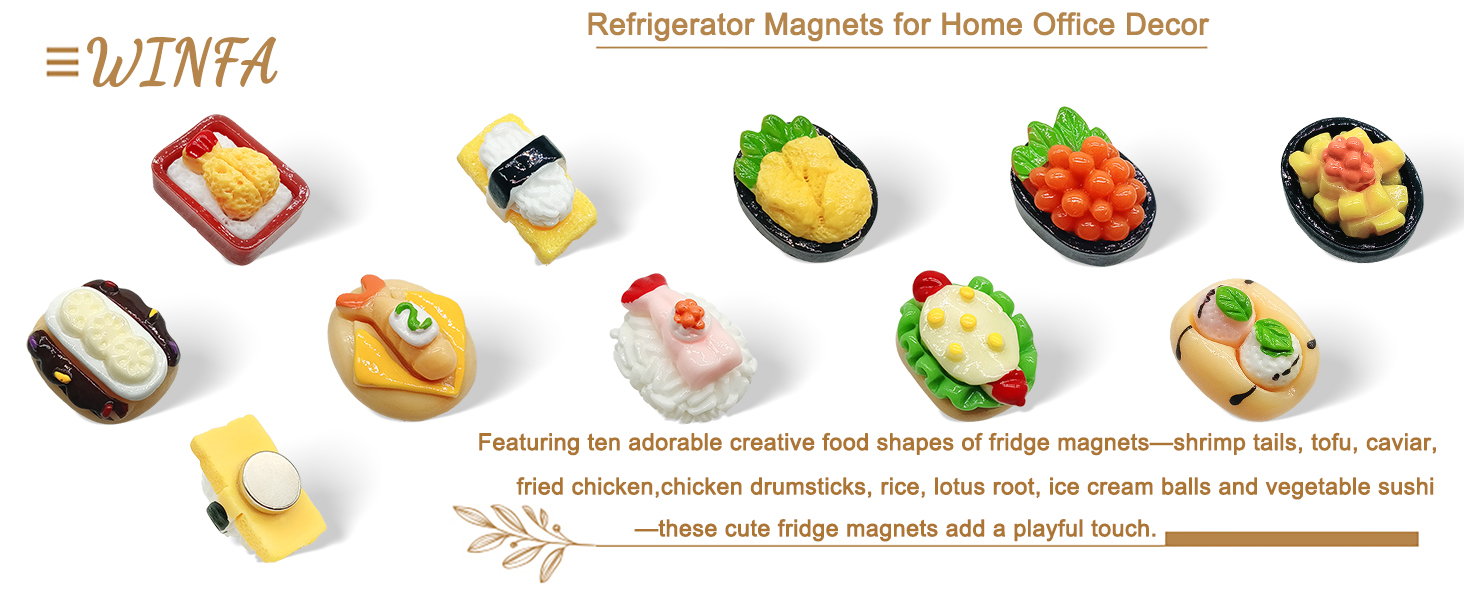 10 Imánes decorativos 3D mini sushi en resina miniatura 7