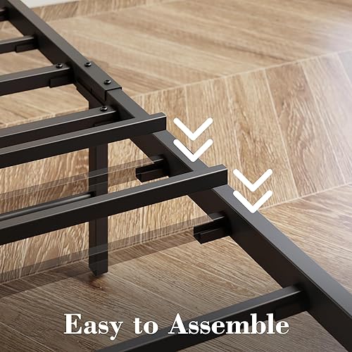 Miniatura 7 de ANCTOR Base de cama King, cabecera de almacenamiento con tomas, fácil de instalar, resistente y estable, sin ruido, no necesita somier, marrón