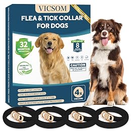4 Pack Flea & Tick Protection for Dogs, 32-Month Waterproof Adjustable Repellent Collar, Long-Lasting Pest Prevention for Small Medium Large Breeds, Black