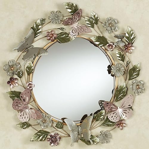 Miniatura 2 de Touch of Class Espejo de pared de metal dimensional con diseño floral, diseño redondo, inspirado en la naturaleza, para dormitorio, baño