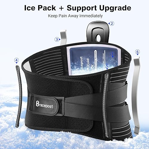Miniatura 3 de Soporte de espalda para dolor de espalda baja, bolsa de hielo reutilizable para lesiones, cinturón de soporte lumbar para hombres y mujeres, diseño