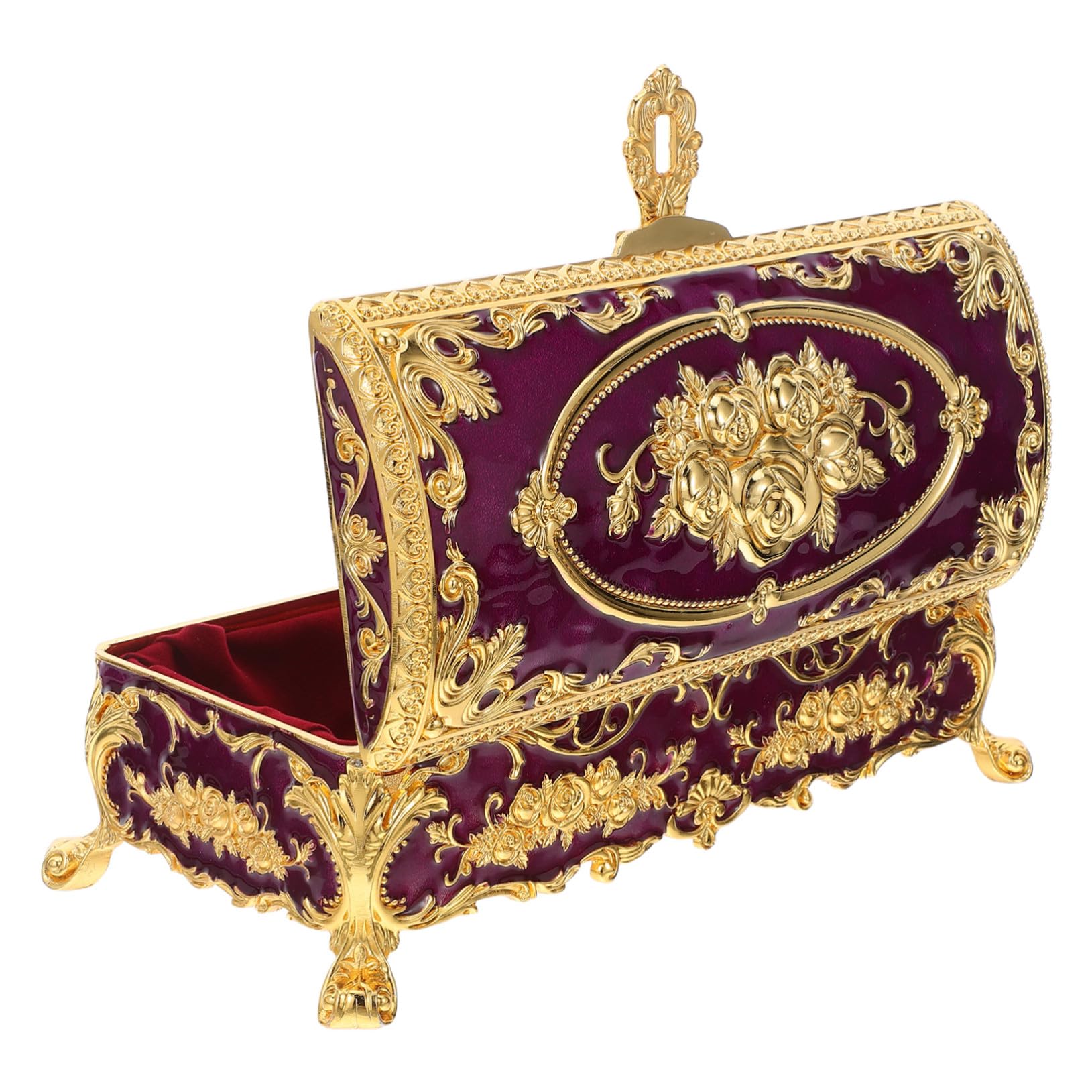ULTECHNOVO Metalowa Szkatułka Biżuterię Vintage dla Kobiet Solidna Wielofunkcyjna Lekka Skrzynka Drobiazgi i Pamiątki Stylu Retro Elegancki Organizer Do Domu i Podróż