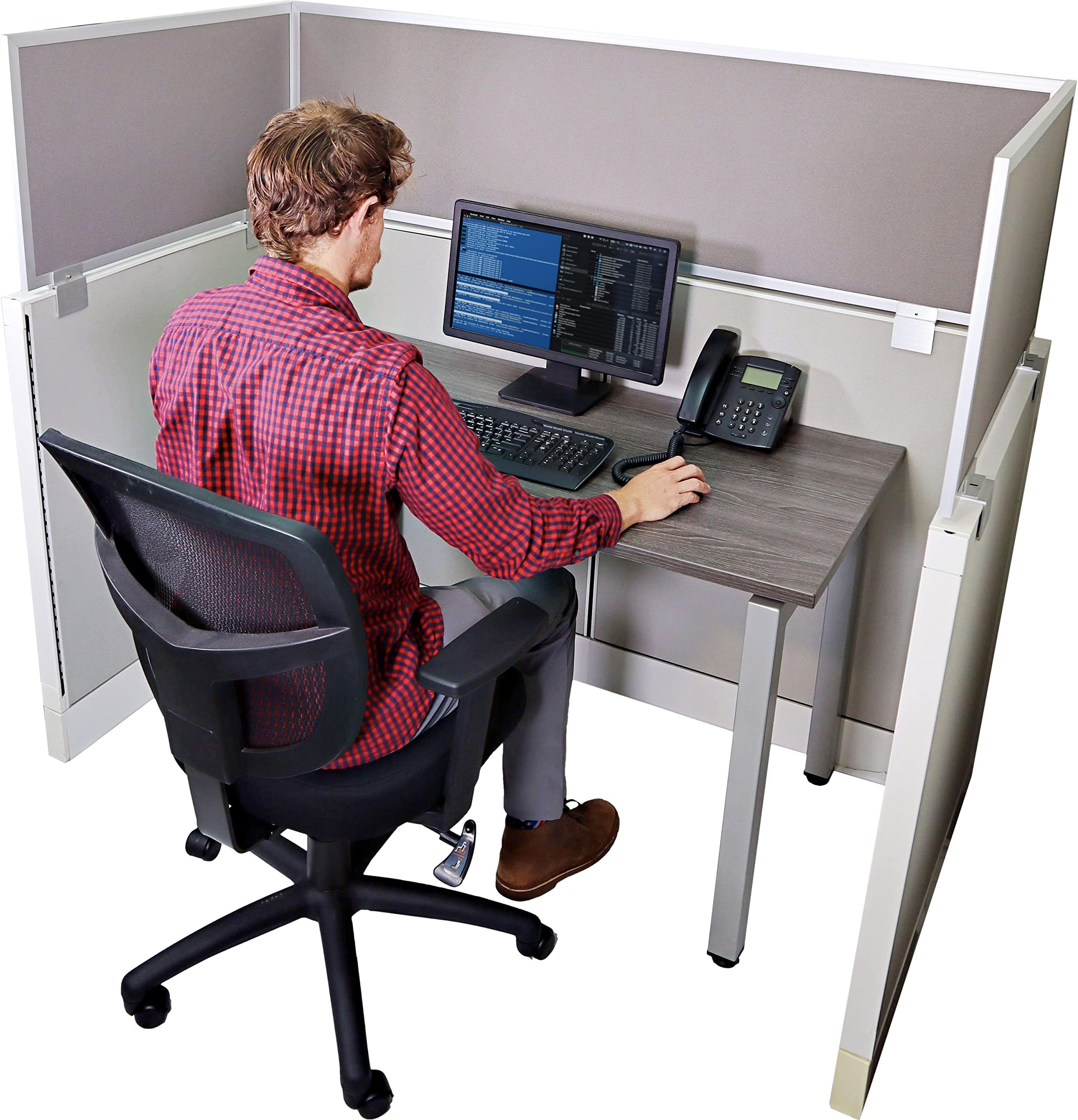 Obex Acoustical Cubicle Privacy Screen Extender Desk Panel & Office Divider, Add Separation & Block Noise, 12" X 72", Overcast