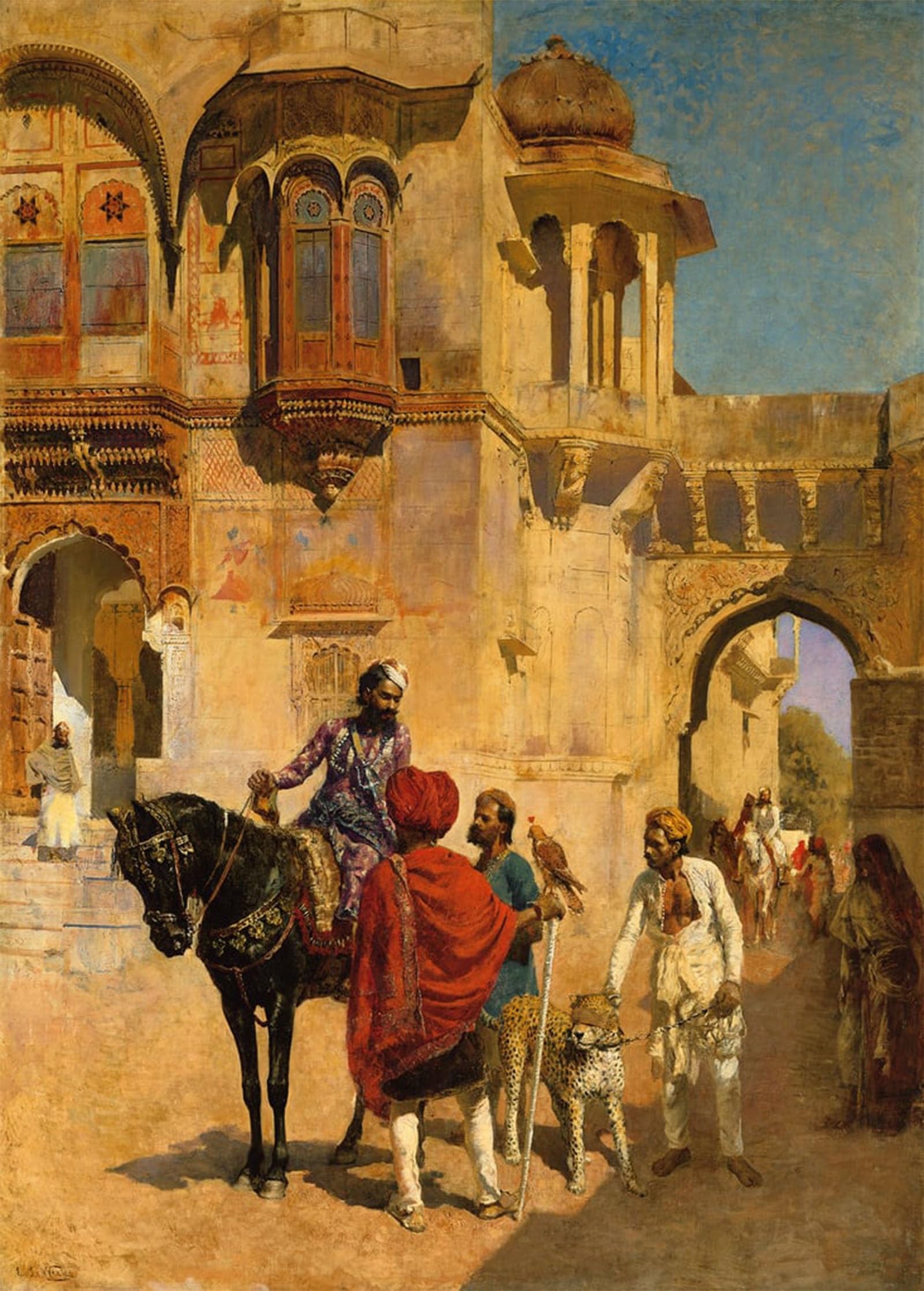 ARTXLXXBN Famous Painting Art Wall Decor Abstract Art Picture Departure for the Hunt in the Forecourt of Jodhpore by Edwin Lord Weeks Animal Pictures for Home Decor 60x90cm