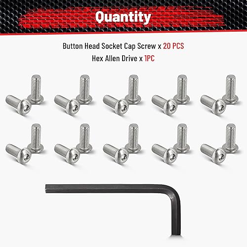 Miniatura 7 de RED WOLF 20 tornillos de cabeza de botón de 38-16 x 1 pulgada con unidad hexagonal Allen 18-8 304 cabeza hexagonal de acero inoxidable rosca gruesa