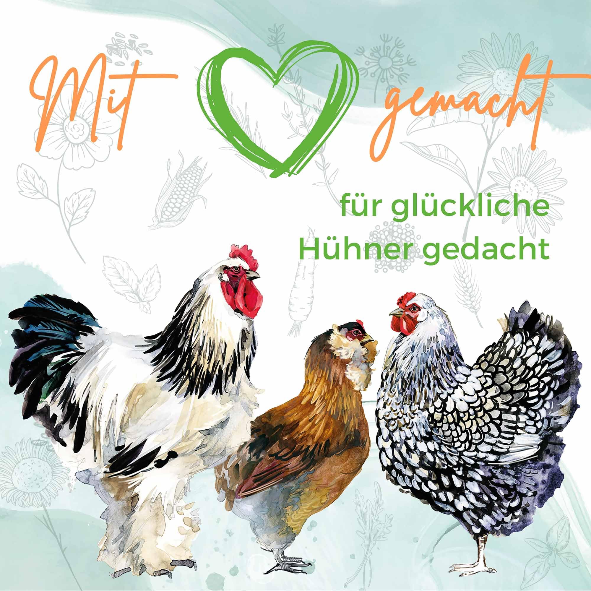 Hühnerfutter-Mix mit Kräuter, ohne Gentechnik, Alleinfuttermittel für Hühner, 25 kg