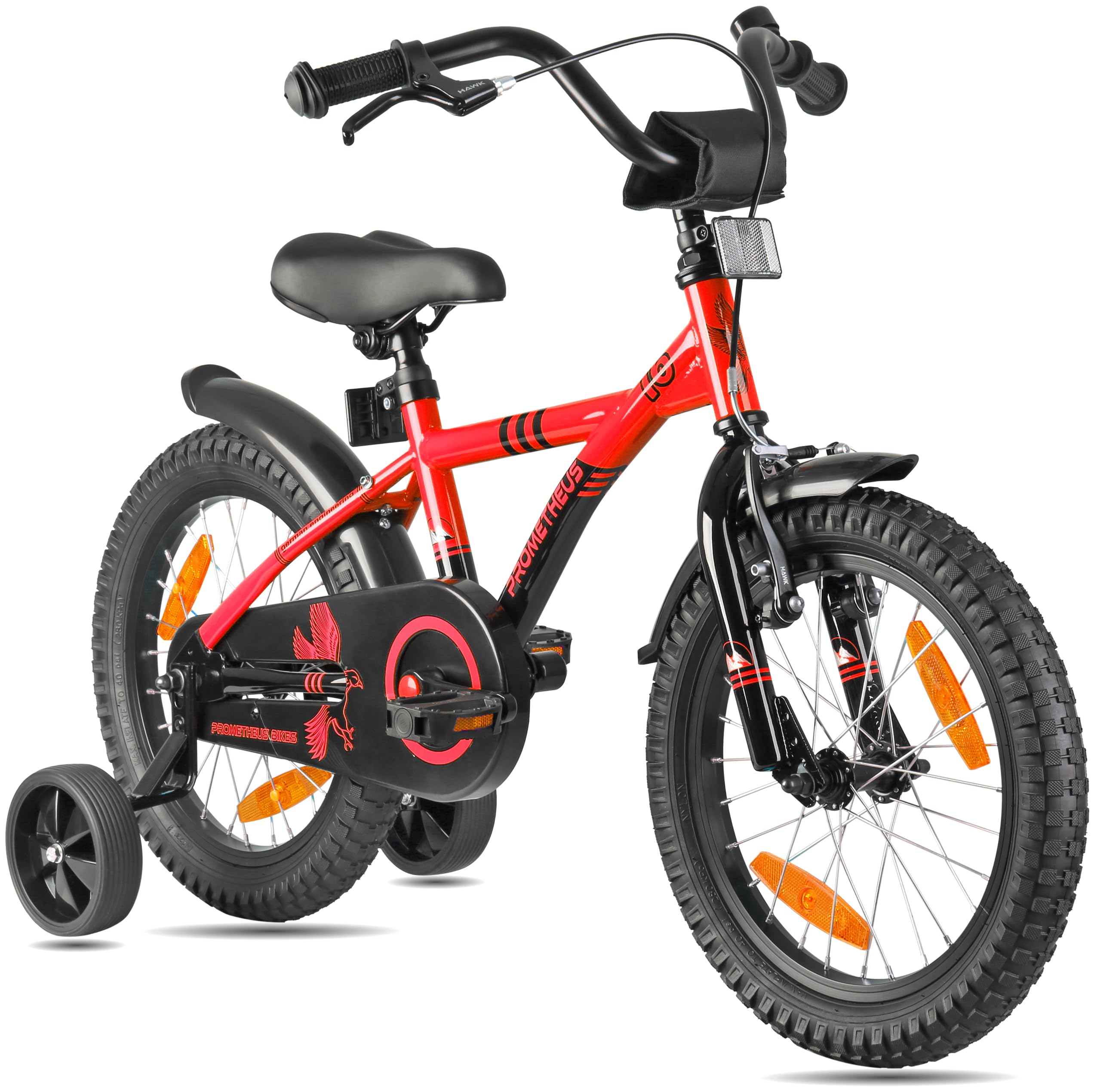 PROMETHEUS BICYCLES Bicicleta niño 5 años Bicicleta 16 Pulgadas niño niña | Bicicletas niños Infantil 4-6 años con ruedines y Freno de contrapedal - Rojo