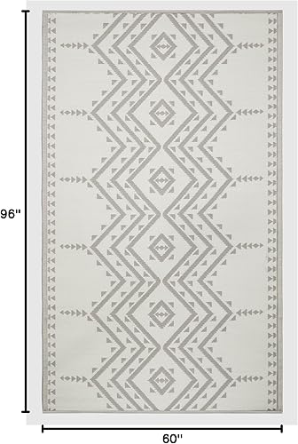 Miniatura 2 de Fab Habitat Alfombra azteca para exteriores, impermeable, resistente a la decoloración, sin arrugas, plástico reciclado de alta calidad, a rayas,