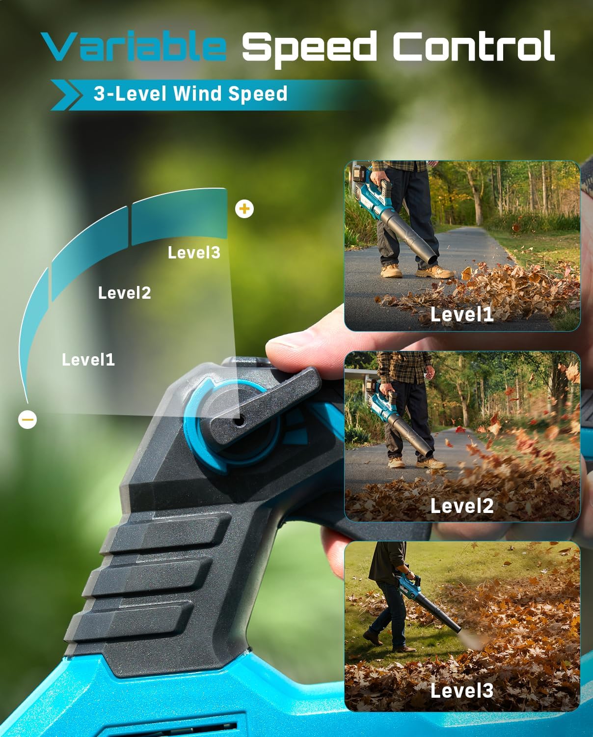 SEESII 40V Leaf Blower Cordless, 650CFM Brushless Motor Battery Powered Leaf Blower with 2 x 5.2Ah Batteries & 2 Chargers, Turbo Mode & 3 Speeds Control Electric Blower for Lawn Care/Light Snow/Debris thumbnail