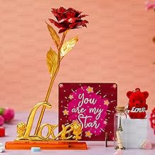 Dreamica You are My Star Standee with Artificial Rose with Love Stand, a Teddy Keychain and a Message Bottle | Best Valentine Combo Gift Set for Husband, Wife, Boyrfriend, Girlfriend