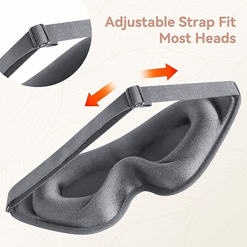 Miniatura 3 de Máscara de dormir para hombres y mujeres, cubre ojos contorneados profundos 3D mejorados para dormir con correa ajustable, bloqueo de luz, cubierta