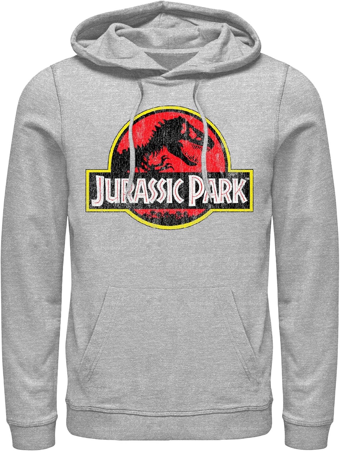 Fifth Sun Men's Jurassic Park Distressed T-Rex Logo Pull Over Hoodie