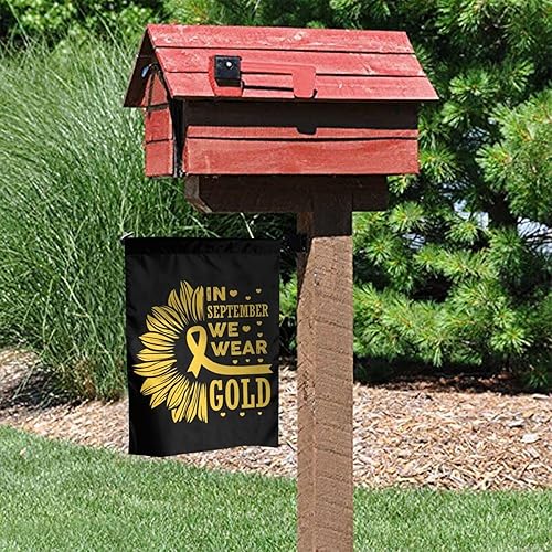 Miniatura 5 de Mes de concientización sobre el cáncer infantil en septiembre We Wear Gold Flag Banderas de jardín de doble cara, pancarta de bienvenida para boda,