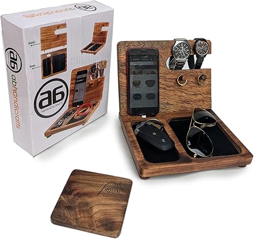 Ofertas del día estación de acoplamiento de madera para hombres, organizador de escritorio, estación de acoplamiento para mesita de noche,