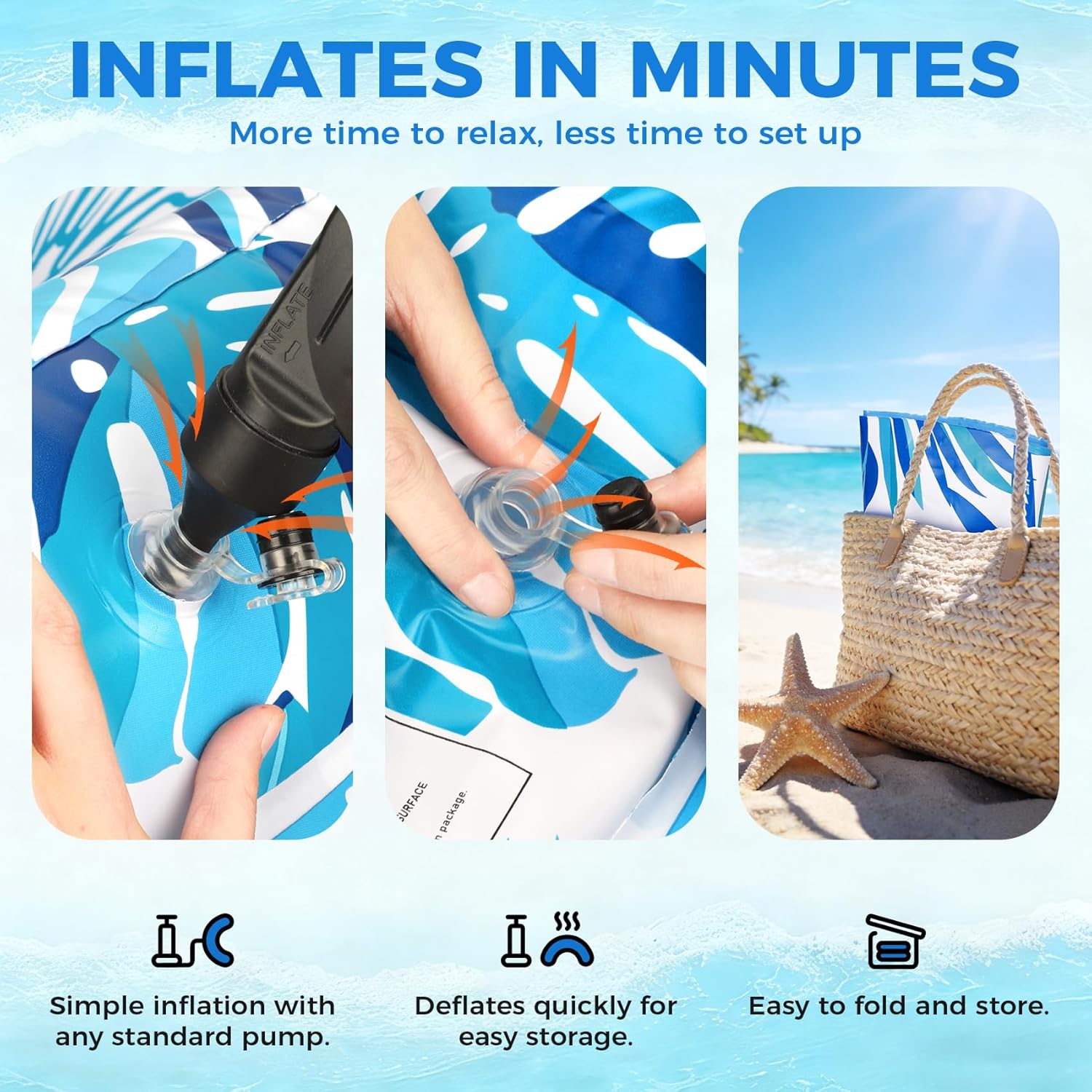 Inflatable Pool Floats Adult, 4-in-1 Multi-Purpose Pool Float Rafts Water Hammock, Pool Floaties for Adults Swimming Pool Lake Beach