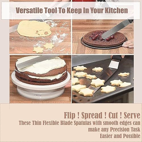 Miniatura 6 de A2Z - Espátula de glaseado para tartas de acero inoxidable de calidad profesional para decoración de pasteles de panadería, hoja flexible resistente