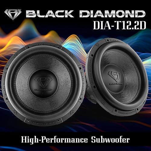 Miniatura 2 de BLACK DIAMOND DIA-T12.2D 12 Pulgadas Subwoofer de Audio para Auto con Canasta de Aluminio 2000 Vatios Bobina de Voz Dual 2+2 DVC 2 Ohm (1 Altavoz)