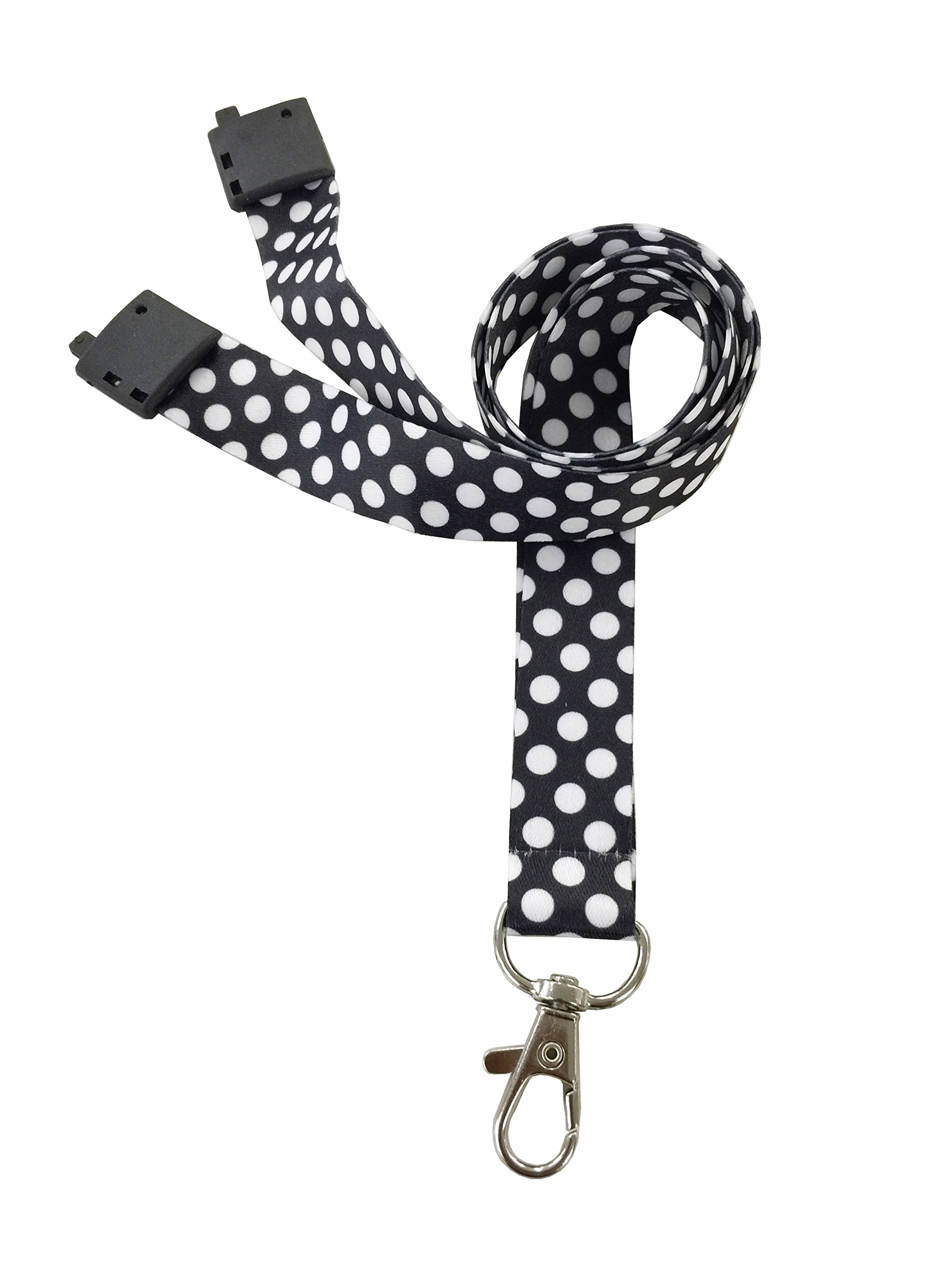 Customcard ltd Printed Polka Dot Lanyard Black Breakaway Lanyard with Metal Trigger Clip