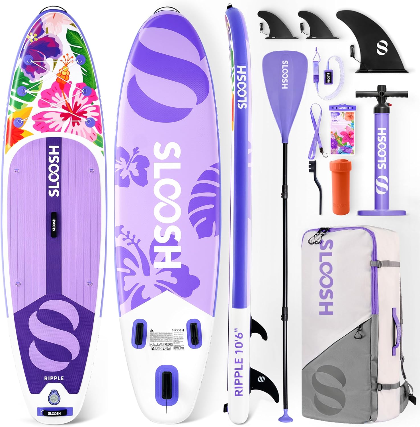 Sloosh Ripple 10'6" Inflatable Stand Up Paddle Board SUP - Stable 33" Wide for Beginners, 450 lbs Capacity, Premium Kit & Fast Pump