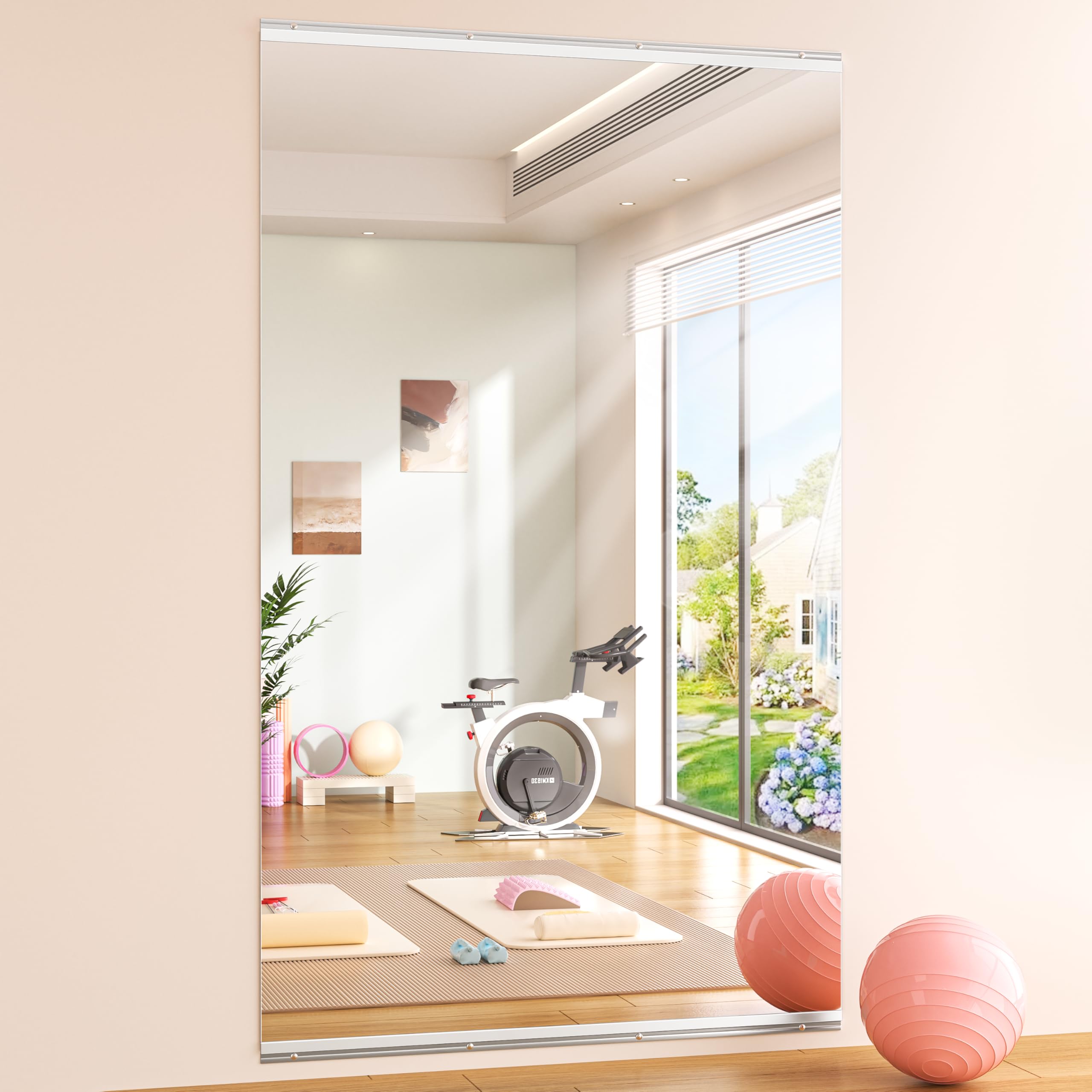 Photo 1 of Hasipu Home Gym Mirror 95" L x 39" W - 1PC Large Full Body Mirror for Yoga, Fitness, Garage, Dance Studio, Wall-Mounted, 0.16in Tempered Glass Frameless`