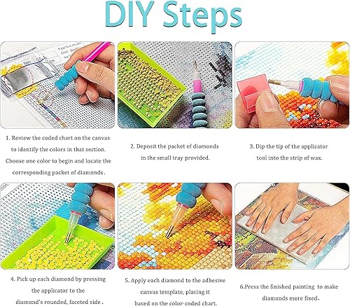 Miniatura 7 de Ksxistiyt Kits de pintura artística de diamantes para adultos, pintura de puntos de diamante de perforación completa para principiantes, pintura