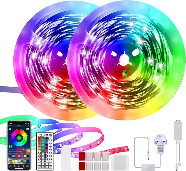 DHWE LED Lights 10M, LED Strip Lights with Remote, Smart LED Strip Lights with App Control, Music Sync LED Light Strips Colour Changing RGB 5050 LED Lights for Bedroom Home Party Christmas Decoration
