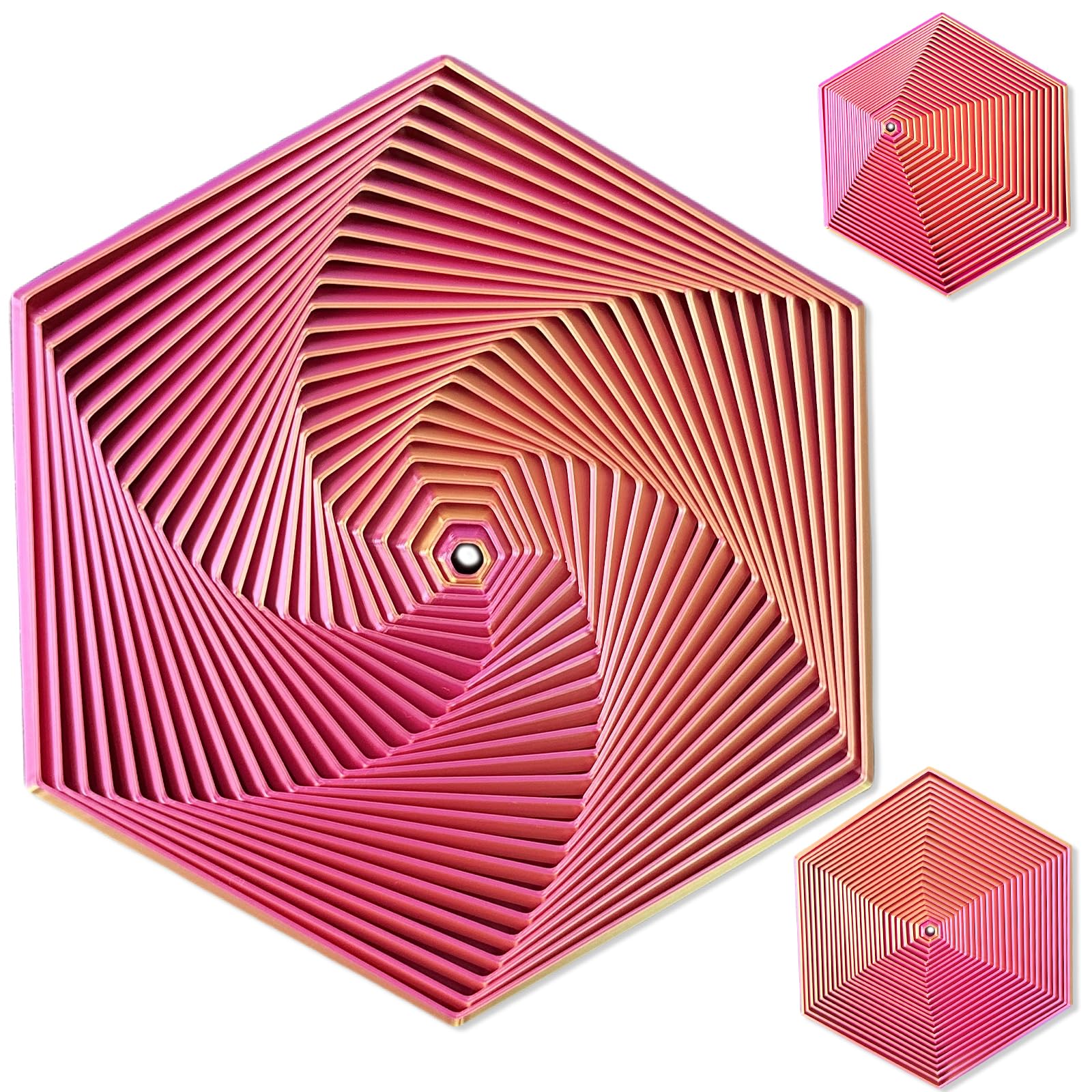 Echehi Gradient Fractal Fidget Hexagons für Kinder und Erwachsene, 3D Spiral Design zur Linderung von Angstzuständen, Antistress Spielzeug. Farbverlauf Rot