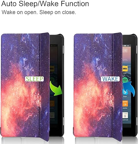 Miniatura 3 de Maomi Funda para Kindle Fire 7 2019 2017 versión 9 7 generación funda inteligente plegable de piel sintética con encendido y apagado automático