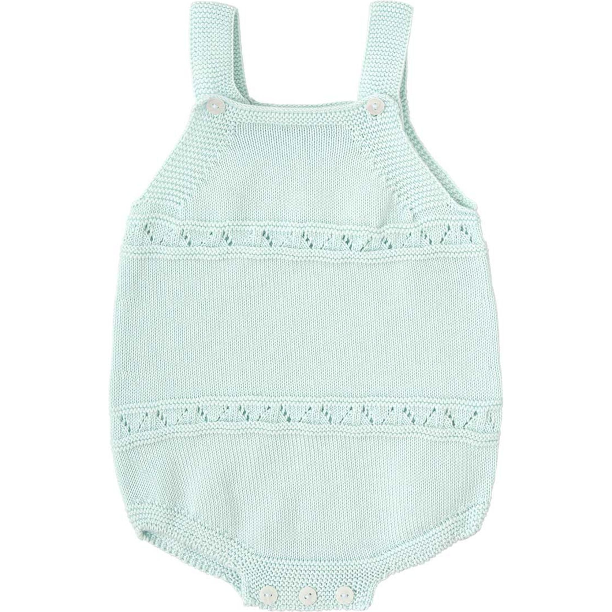 BABIDU Pelele Bebé de Punto Modelo Silencio, Pelele con Tirantes Anchos y Detalles Calados, Cierre de Botones en la Parte Inferior, Ropa Bebé Niño y Niña Unisex, Diseño Fresco, Suave y Transpirable