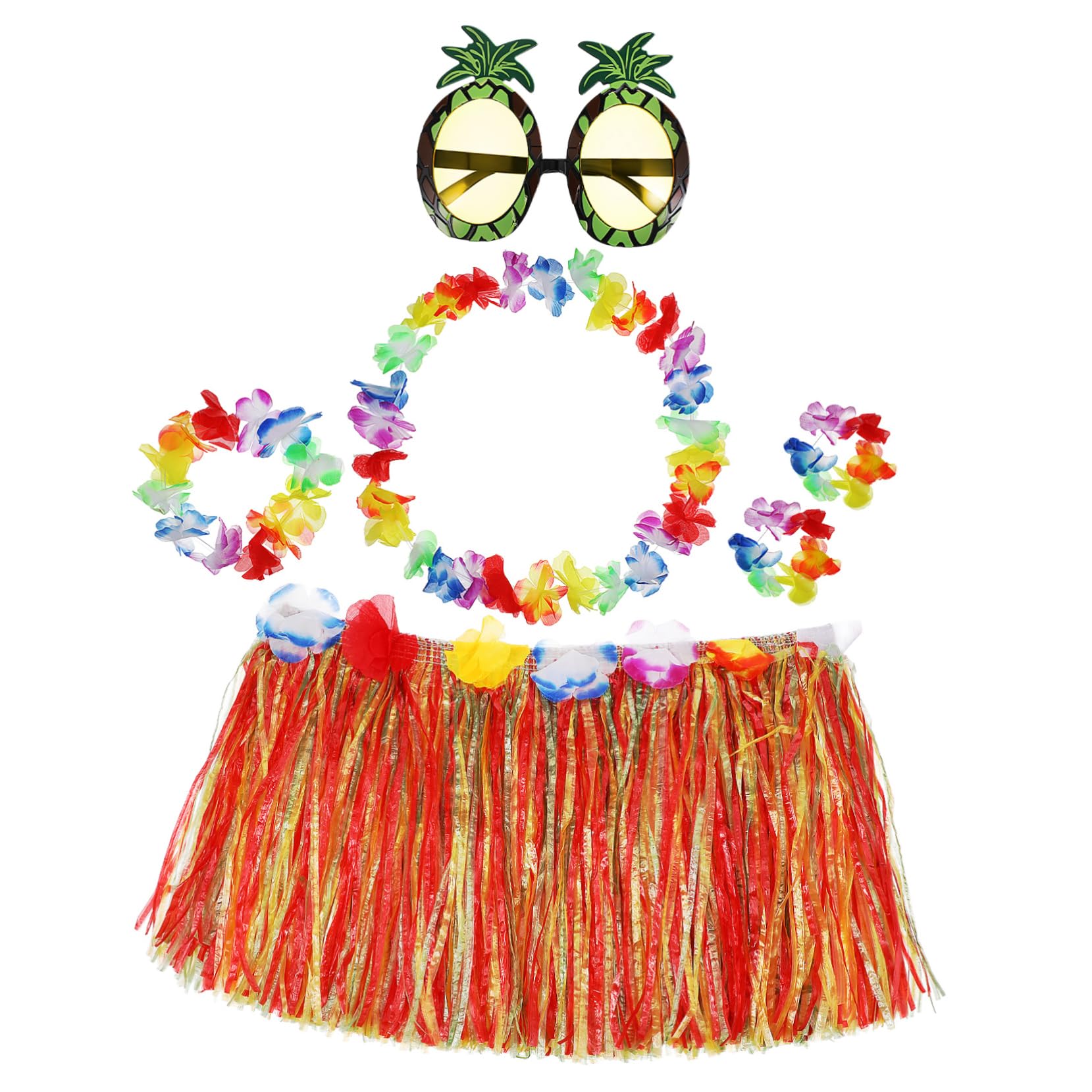 minkissy Traje De Falda De Hierba Mujer Faldas Para Sol Trajes Dama Fiesta Tropical Favor Condujo Hula Hierba Traje Hawaiano De Las Niñas Guirnalda Luau El Plastico