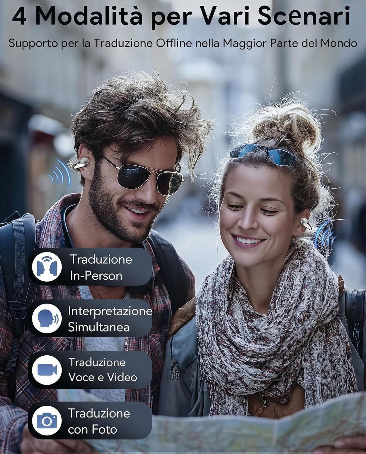 Boytond Traduttore Vocale Istantaneo Multilingue - Auricolari Per Traduzione Simultanea In Tempo Reale, Cuffie Con Traduzione Multilingue Per Studio, Business e Viaggi Internazionali