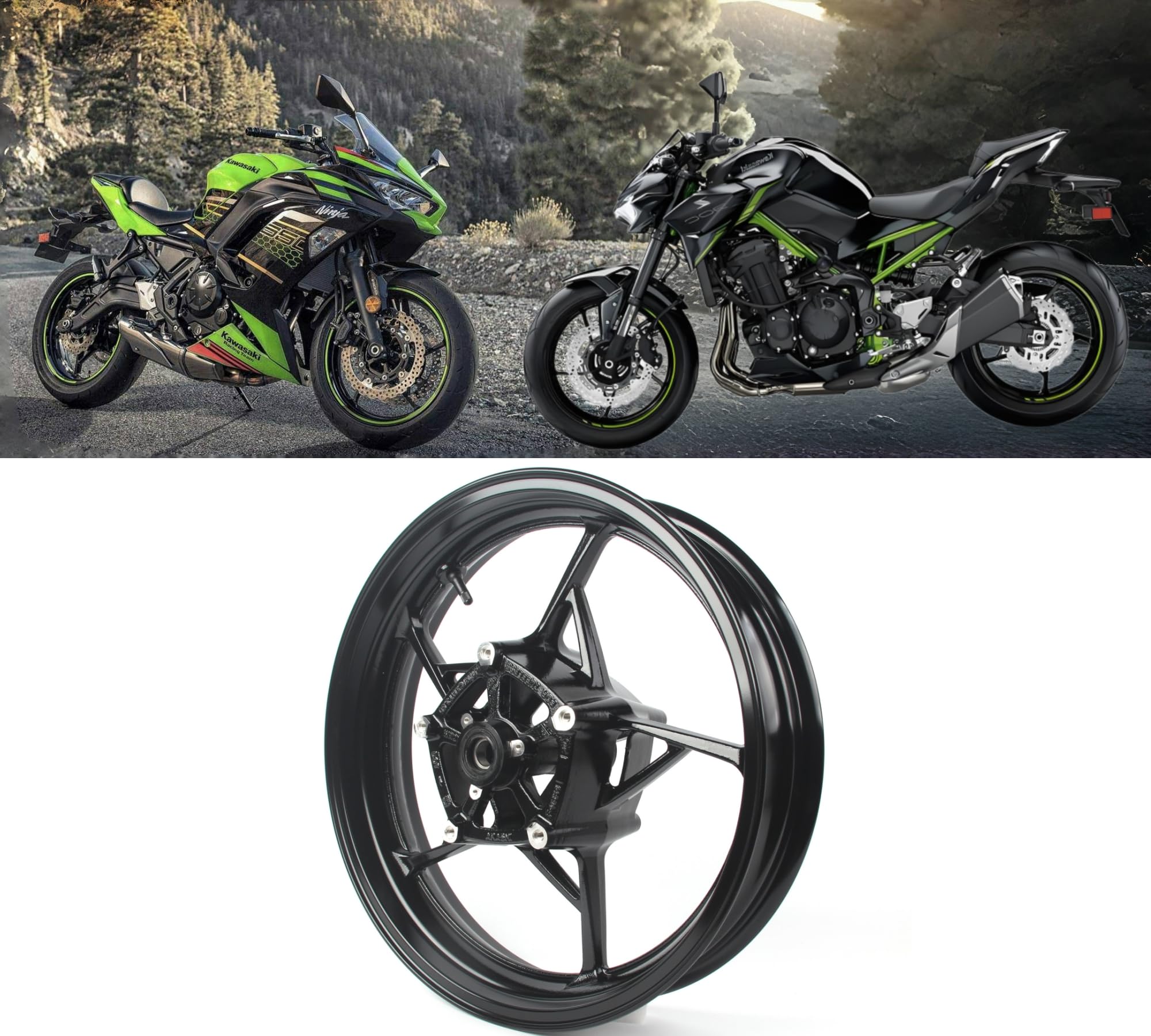 Llantas delanteras 3.5 x 17 pulgadas para Ninja 650 Z650 Z900 2017-2025 / Z900SE 2022-2025 Accesorios Z900 Z650 Ninja 650 Rueda 2018-2021
