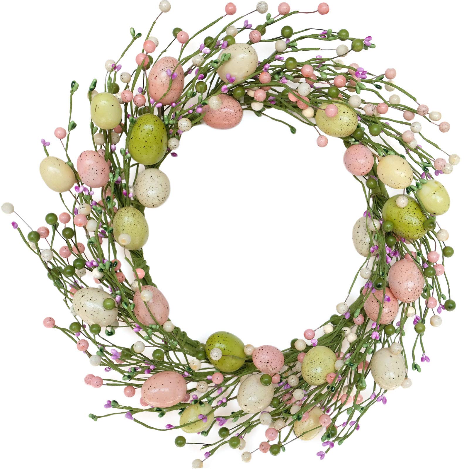 idyllic Easter Wreath with Colorful Eggs for Front Door Wall Decor Holiday Decoration 18"