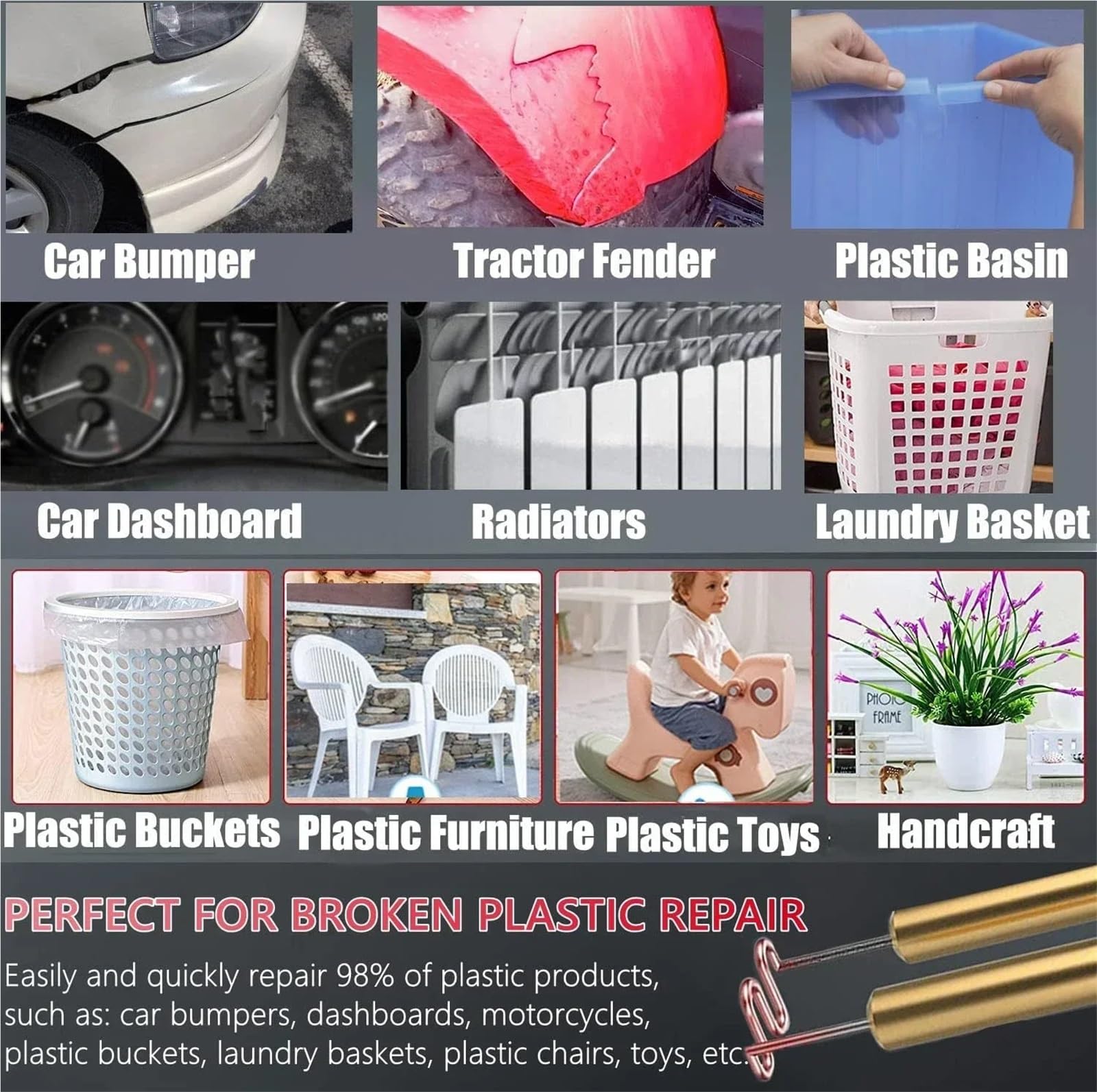 Kit di riparazione paraurti auto Para pinzatrice a caldo per saldatura plastica da 70 W, macchina di riparazione per saldatura Para pinzatrice a cald Kit Riparazione Paraurti Auto