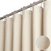 BTTN Linen Textured Waterproof Shower Curtain Set with 12 Hooks, Heavy Duty 72x72 Polyester Fabric, Beige/Cream Hotel Luxury Bathroom Decor