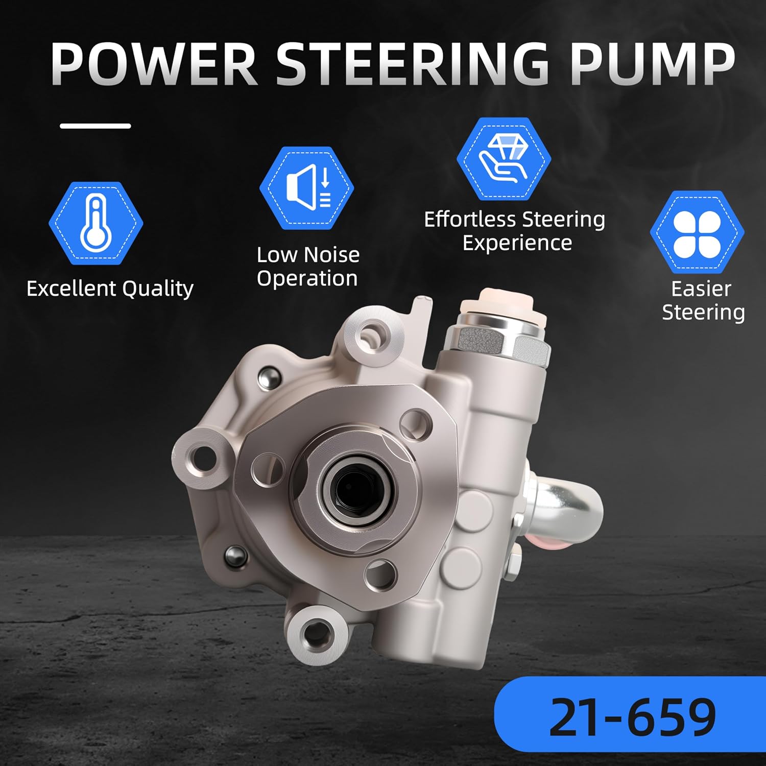 Power Steering Pump, 2011-2015 for VW Jetta for Saveiro, 2012-2014 for Passat for Beetle, 07-09 11-13 for CrossFox, for L4 1.8L/L4 2.0L/L5 2.5L, OE 21-659, 96659, 5C0422152G, 5C0422152H