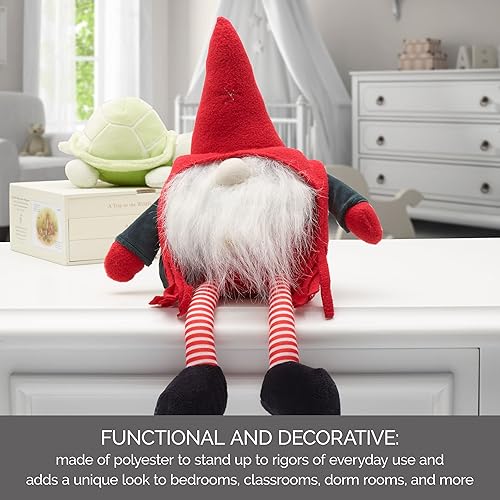 Miniatura 4 de Elements Tope de puerta de tela ponderada de gnomo rojo de 5 x 5 x 10.23 pulgadas