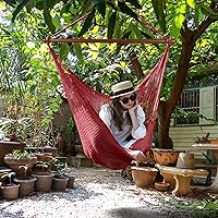 Vista 8 de Silla hamaca caribeña mejorada con barra de metal desmontable, hamaca grande, silla colgante de cuerda XL para interiores y exteriores, capacidad