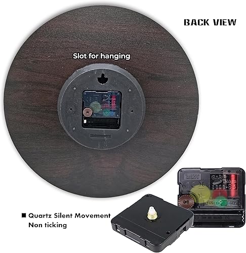 Miniatura 7 de Reloj de pared de madera gruesa para cocina, estilo retro de granja para sala de estar, dormitorio, restaurante, funciona con pilas, colorido estilo