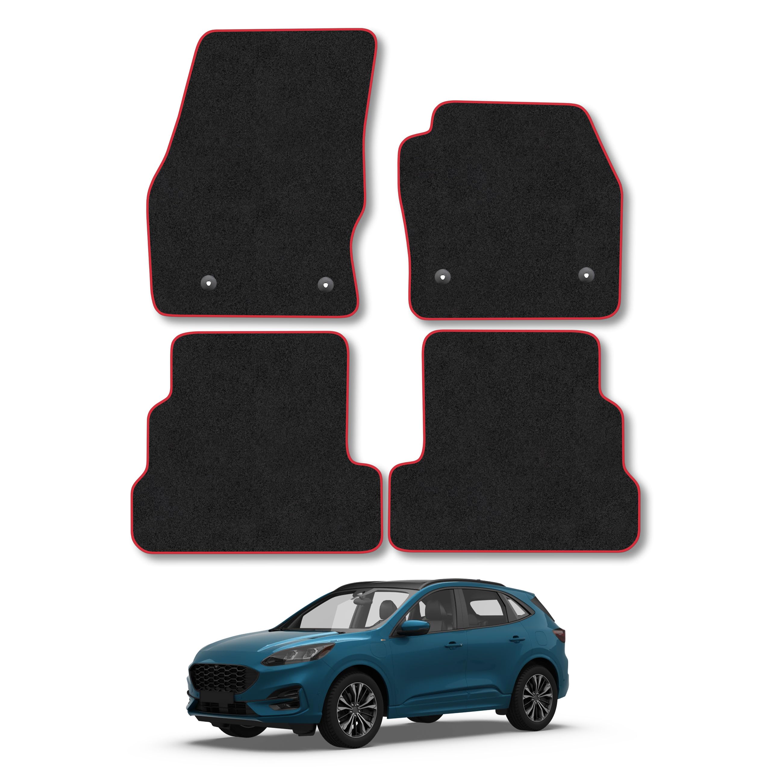 EZY CARE Tailored Black Car Mats With Blue Trim For Ford B-Max 2012+ - Front & Rear Set