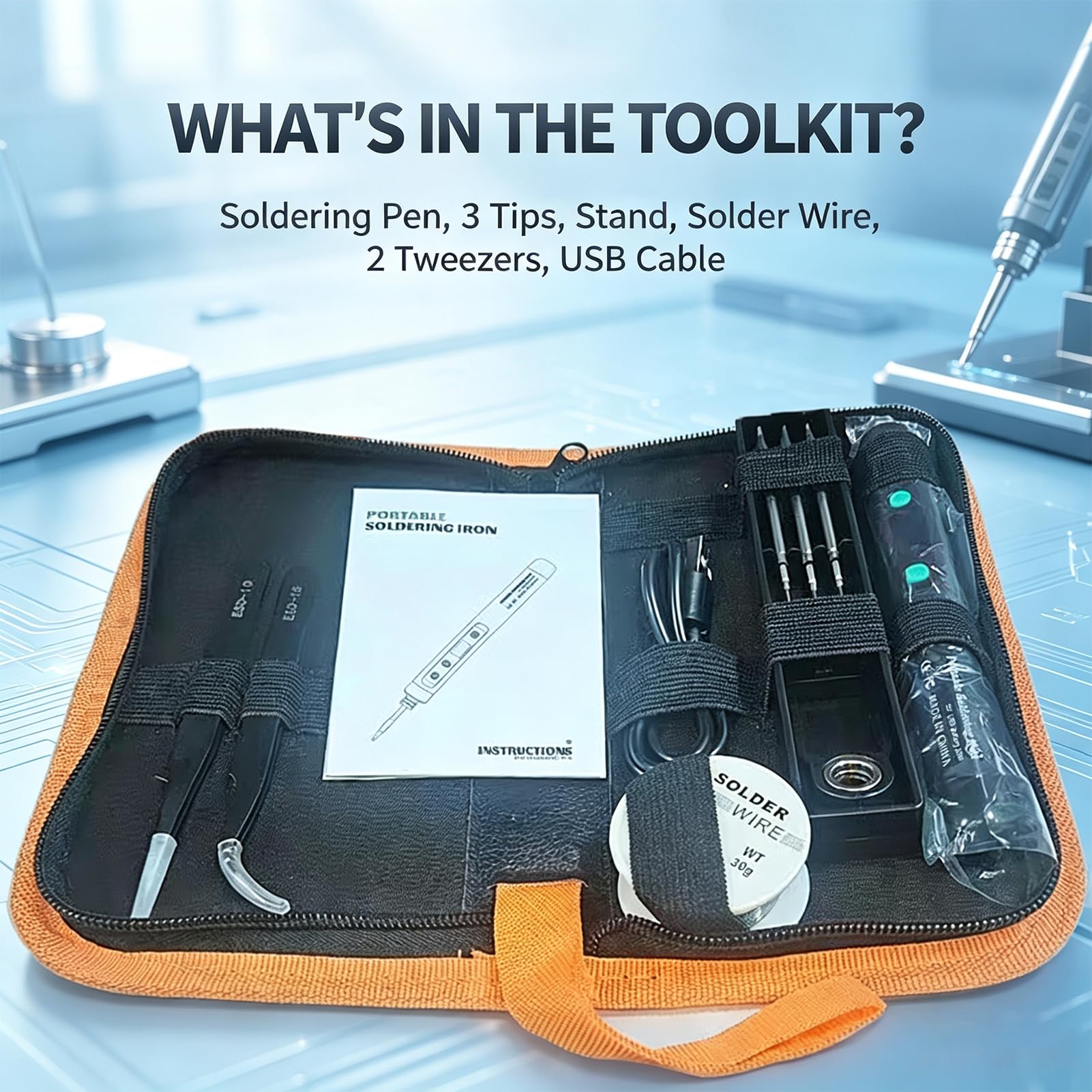 Kit penna per saldatura cordless, USB 10 in 1, batteria da 1100 mAh, per la