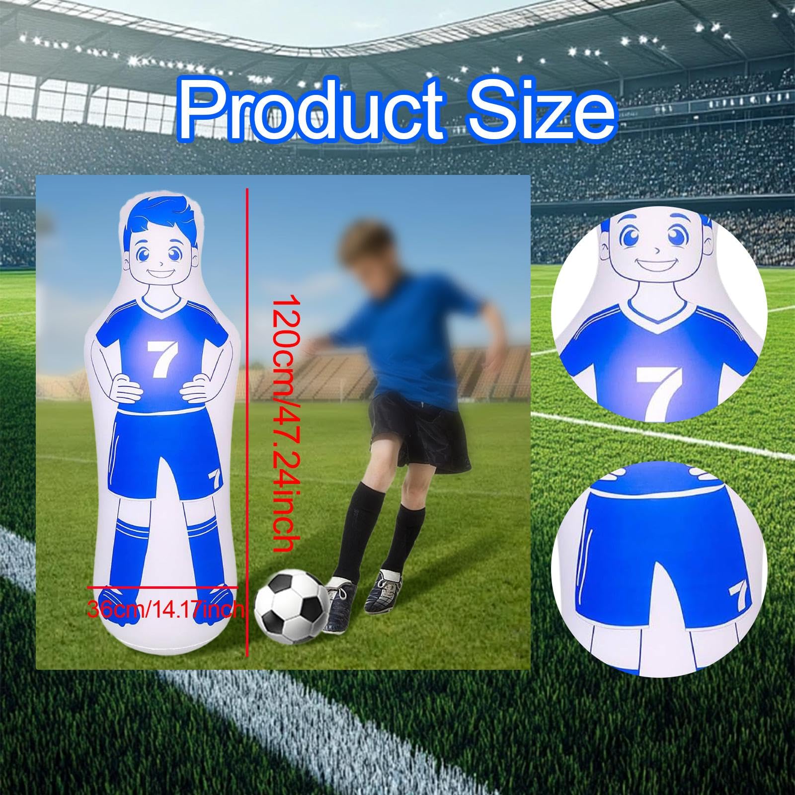 Milageto Mannequin de Football Gonflable, Exercices de Dribble et de Passe, Poteaux D'entraînement Légers, Mur de Coups Francs, Gardien de But