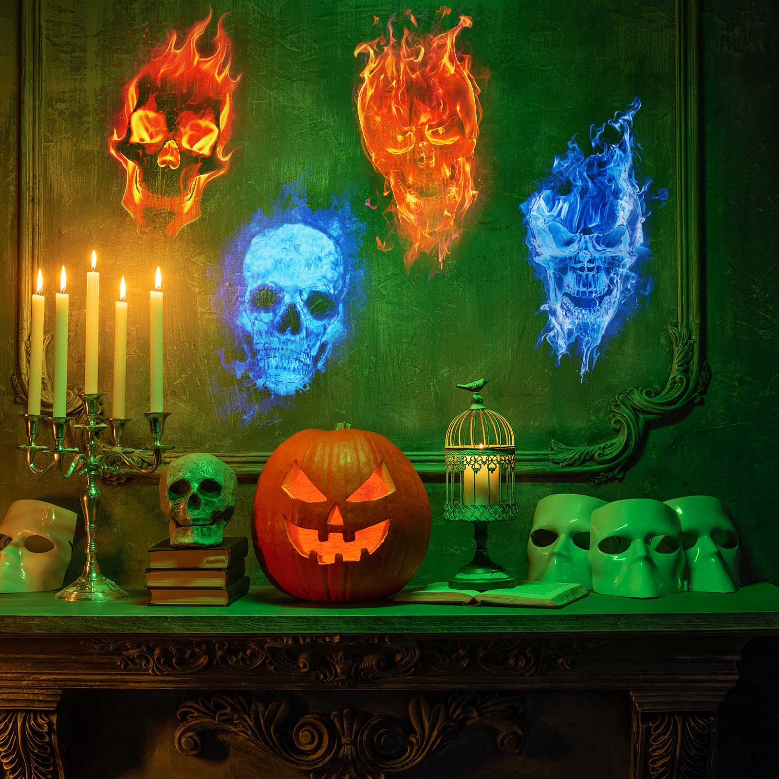 Light Projector VIHOSE Skeleton Ghost Projector Rotating LED 4 In 1 ...