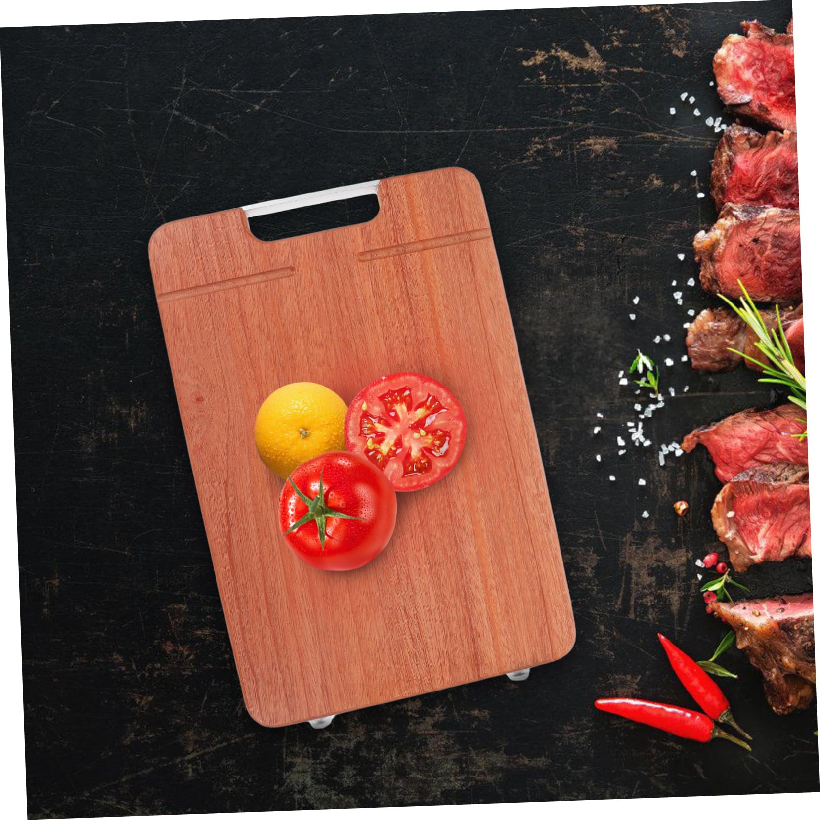 ULTECHNOVO Tagliere Per Verdure in Legno Acacia Con Manico Tagliere Per Alimenti Da Cucina Vassoio Antiscivolo