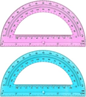Zonon 2-Pack 6 Inch Translucent Plastic Protractors Pink Blue 180° Angle Measure for Kids Students Geometry Class Homework